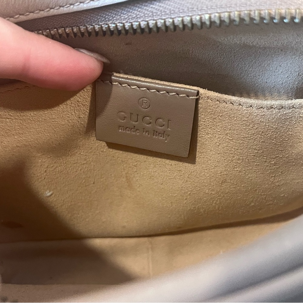 Gucci Mini GG Maramont Taupe Leather Crossbody Camera Bag - Picture 7 of 10